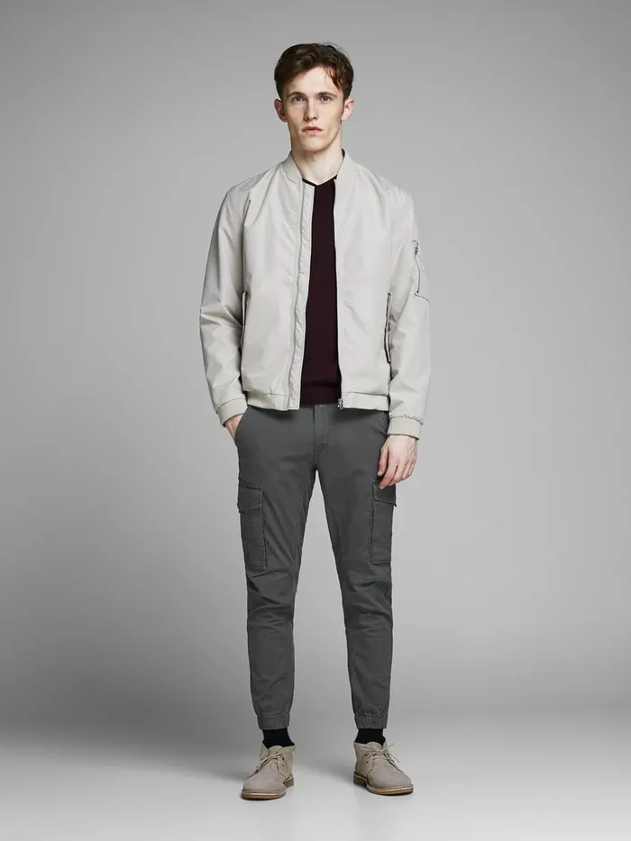 Trousers JACK and JONES Mens PAUL FLAKE AKM 542 CARGO PANTS Grey Asphalt Popular