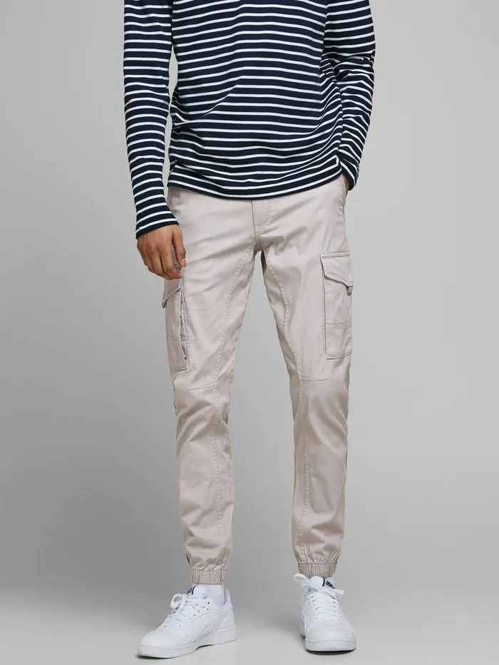Trousers JACK and JONES Mens PAUL FLAKE AKM 542 CARGO TROUSERS Grey Drizzle