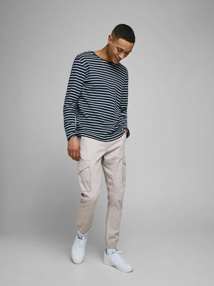 Trousers JACK and JONES Mens PAUL FLAKE AKM 542 CARGO TROUSERS Grey Drizzle