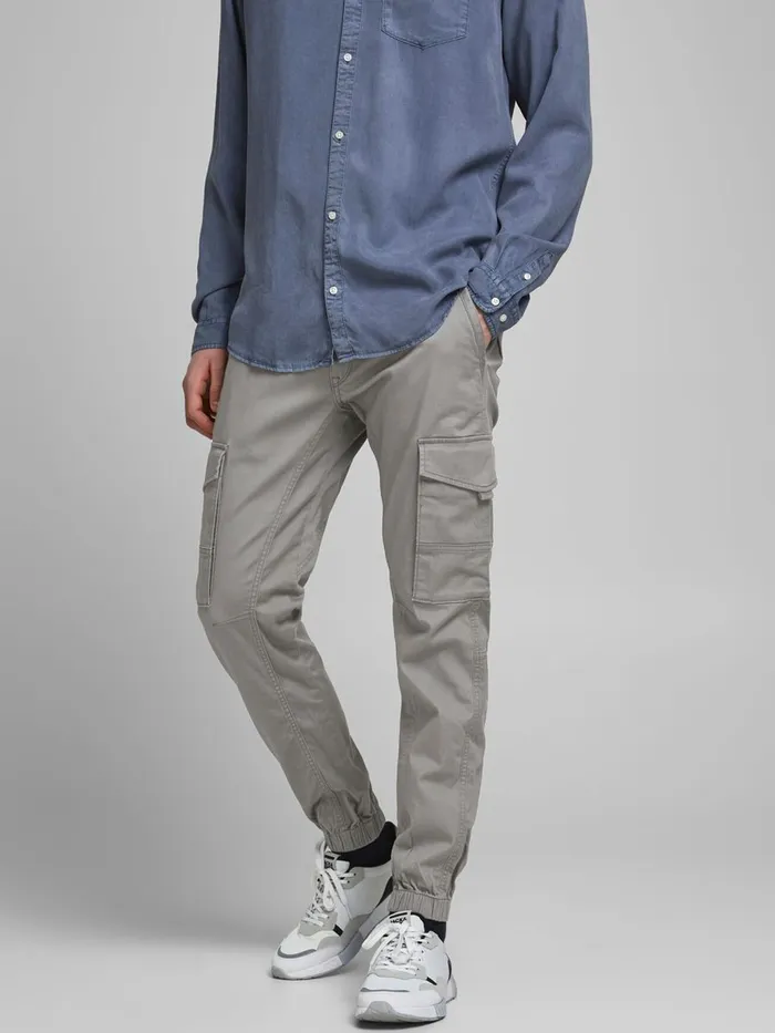Trousers JACK and JONES Mens PAUL FLAKE AKM CARGO TROUSERS Grey Sedona Sage