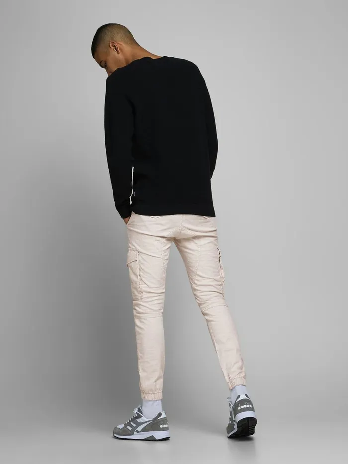 Trousers JACK and JONES Mens PAUL FLAKE LINEN AKM 980 CARGO TROUSERS Beige Silver Birch