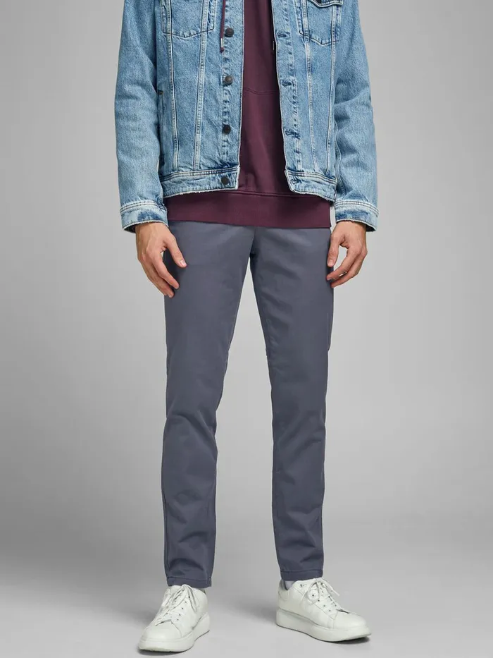 Trousers JACK and JONES Mens SLIM FIT CHINOS Grey Asphalt