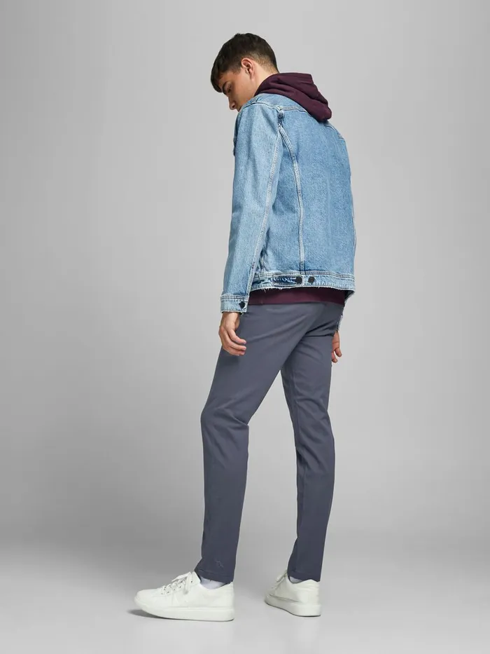 Trousers JACK and JONES Mens SLIM FIT CHINOS Grey Asphalt