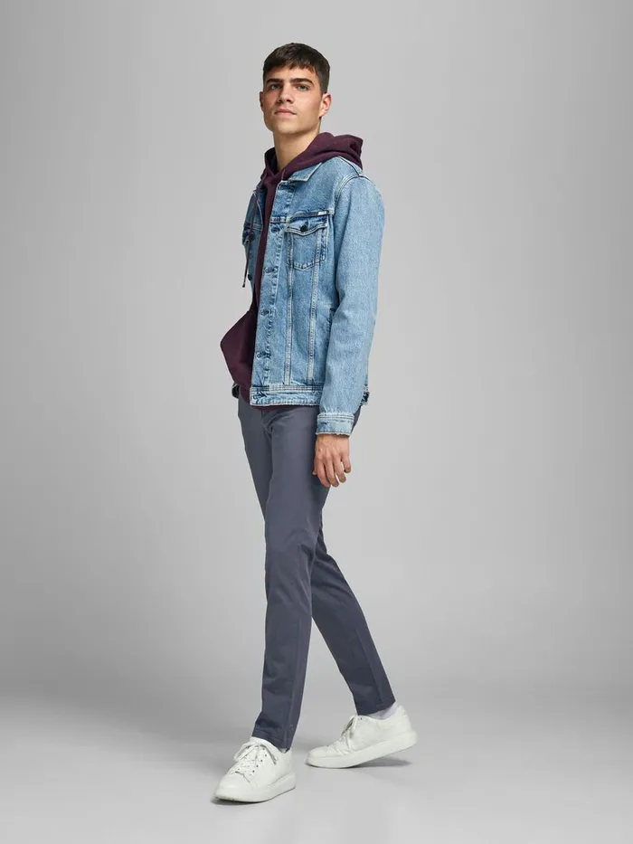 Trousers JACK and JONES Mens SLIM FIT CHINOS Grey Asphalt