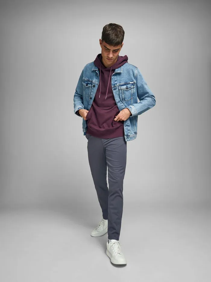 Trousers JACK and JONES Mens SLIM FIT CHINOS Grey Asphalt