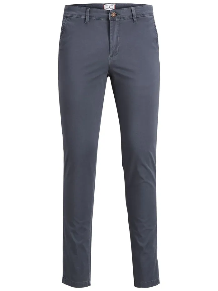 Trousers JACK and JONES Mens SLIM FIT CHINOS Grey Asphalt