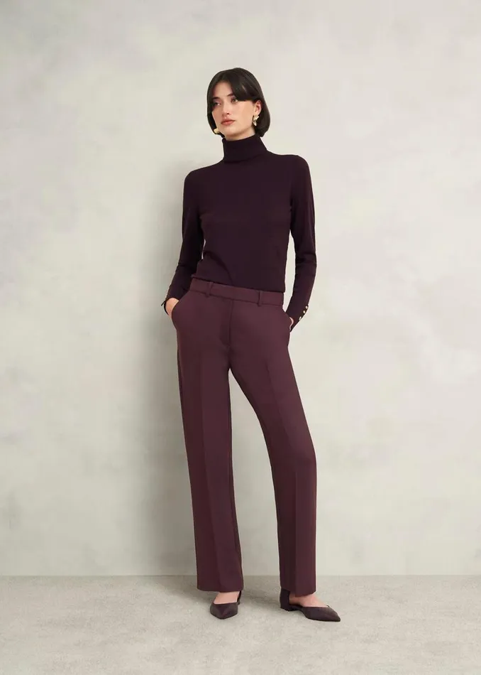 Trousers Women HOBBS Gerrie Straight Trousers Malbec Purple