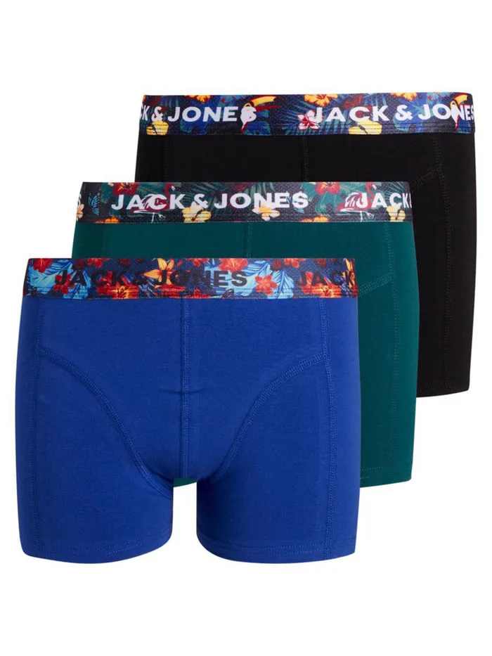 Underwear JACK and JONES Junior BOYS 3PACK FLORAL WAISTBAND TRUNKS Blue Surf the Web Popular Underwear JACK and JONES Junior BOYS 3PACK FLORAL WAISTBAND TRUNKS Blue Surf the Web Popular