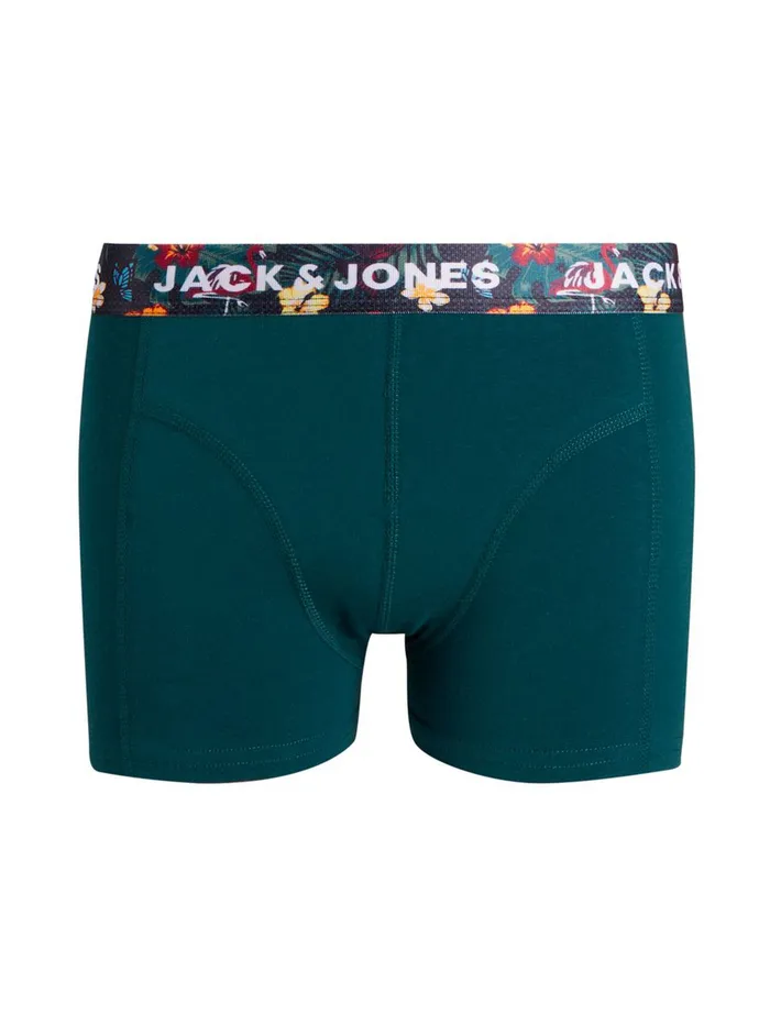 Underwear JACK and JONES Junior BOYS 3PACK FLORAL WAISTBAND TRUNKS Blue Surf the Web Popular