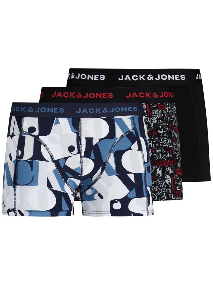Underwear JACK and JONES Mens 3PACK TRUNKS Red Bittersweet Casaul
