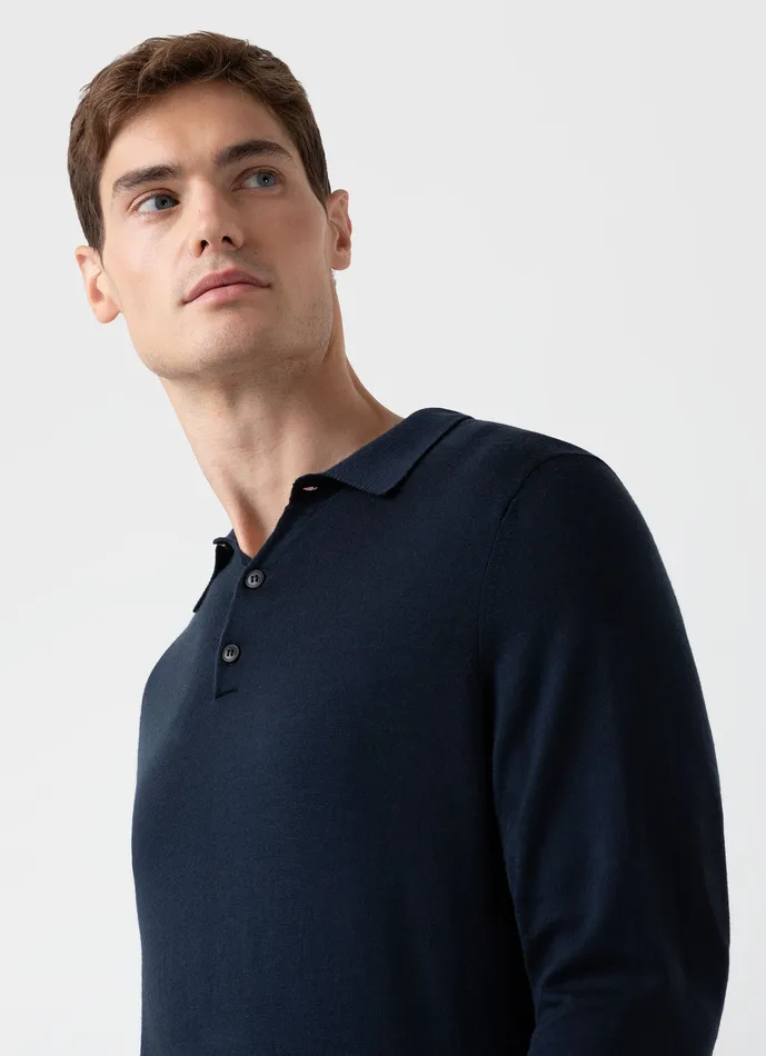 ussunspel ExtraFine Merino Polo Shirt Light Navy Men Polo Shirts ussunspel ExtraFine Merino Polo Shirt Light Navy Men Polo Shirts