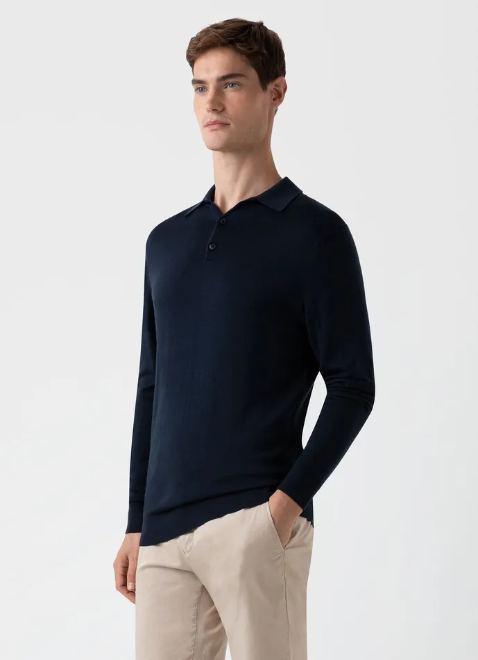 ussunspel ExtraFine Merino Polo Shirt Light Navy Men Polo Shirts ussunspel ExtraFine Merino Polo Shirt Light Navy Men Polo Shirts