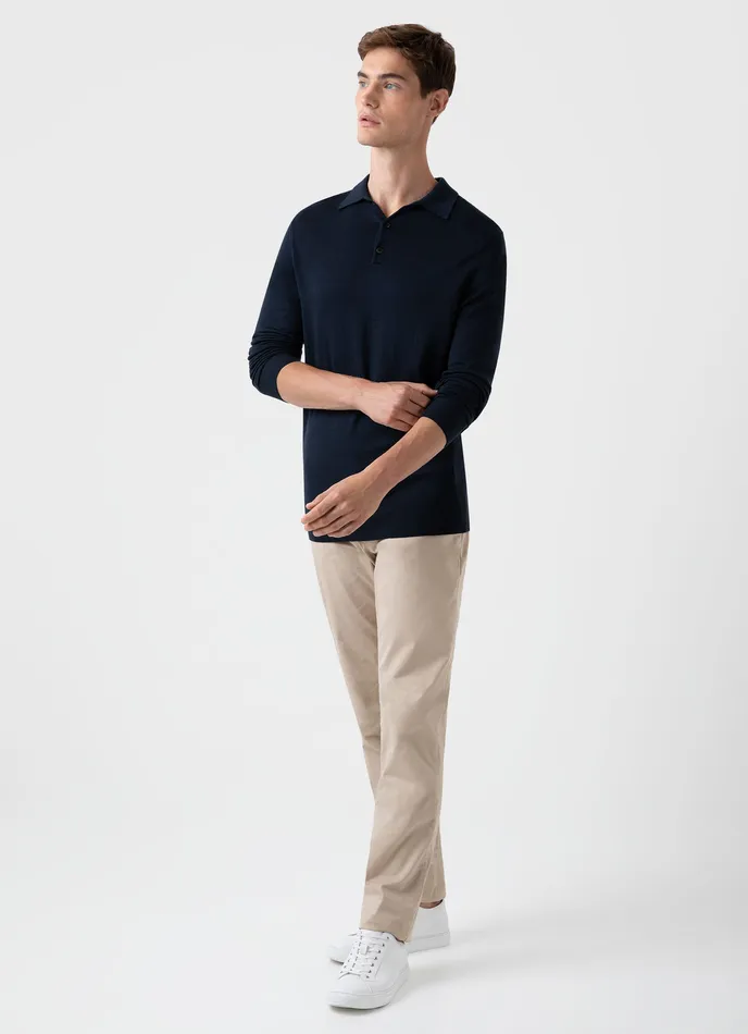 ussunspel ExtraFine Merino Polo Shirt Light Navy Men Polo Shirts ussunspel ExtraFine Merino Polo Shirt Light Navy Men Polo Shirts