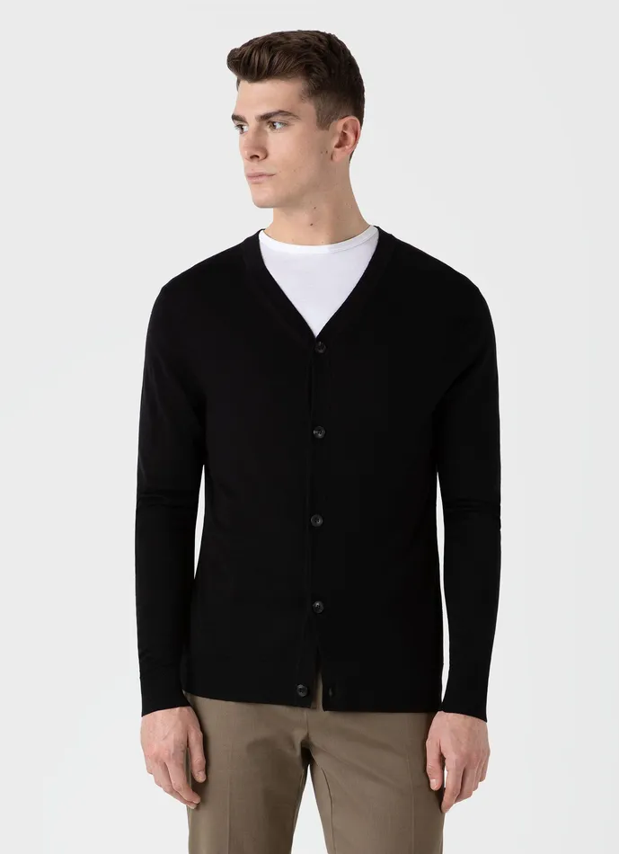 ussunspel Knitwear Men ExtraFine Merino Cardigan Black ussunspel Knitwear Men ExtraFine Merino Cardigan Black