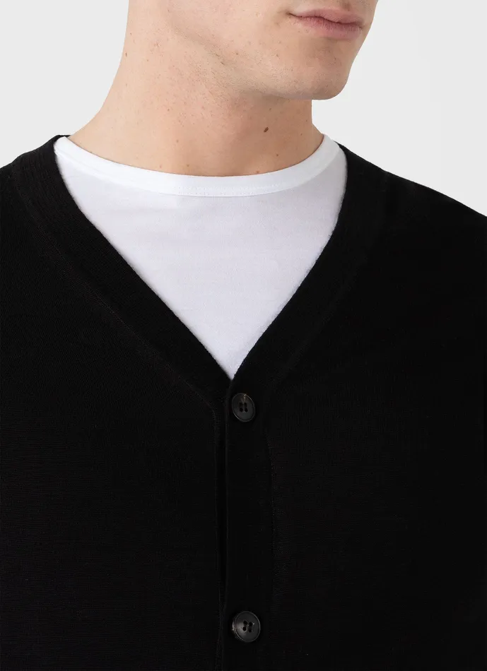 ussunspel Knitwear Men ExtraFine Merino Cardigan Black ussunspel Knitwear Men ExtraFine Merino Cardigan Black