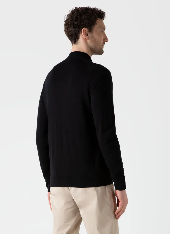 ussunspel Knitwear Men ExtraFine Merino Zip Cardigan Black ussunspel Knitwear Men ExtraFine Merino Zip Cardigan Black