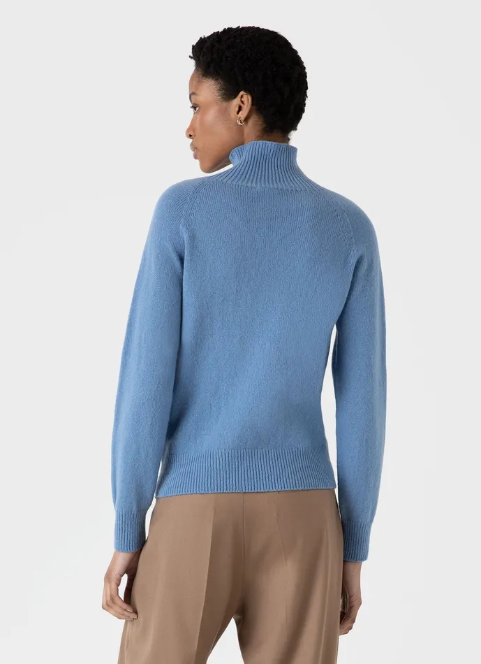 ussunspel Lambswool Funnel Neck Jumper Cornflower Women Knitwear ussunspel Lambswool Funnel Neck Jumper Cornflower Women Knitwear