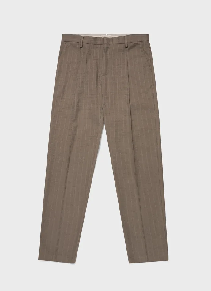 ussunspel Pants Men Cotton Raffia Pleat Trouser Dark Stone