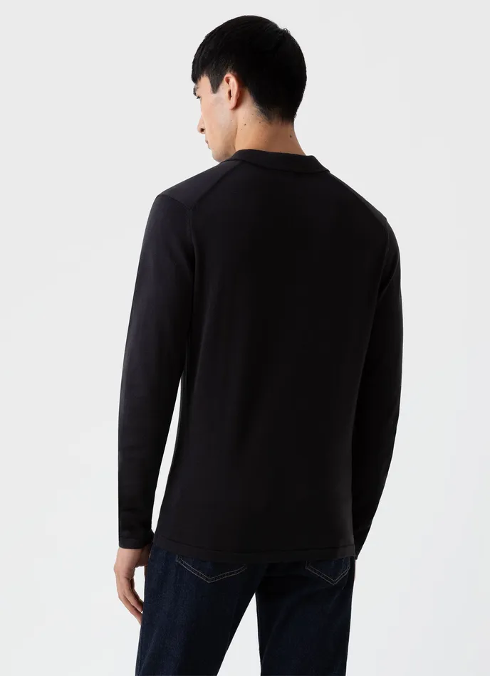ussunspel Polo Shirts Men Long Sleeve Sea Island Cotton Polo Shirt Black ussunspel Polo Shirts Men Long Sleeve Sea Island Cotton Polo Shirt Black