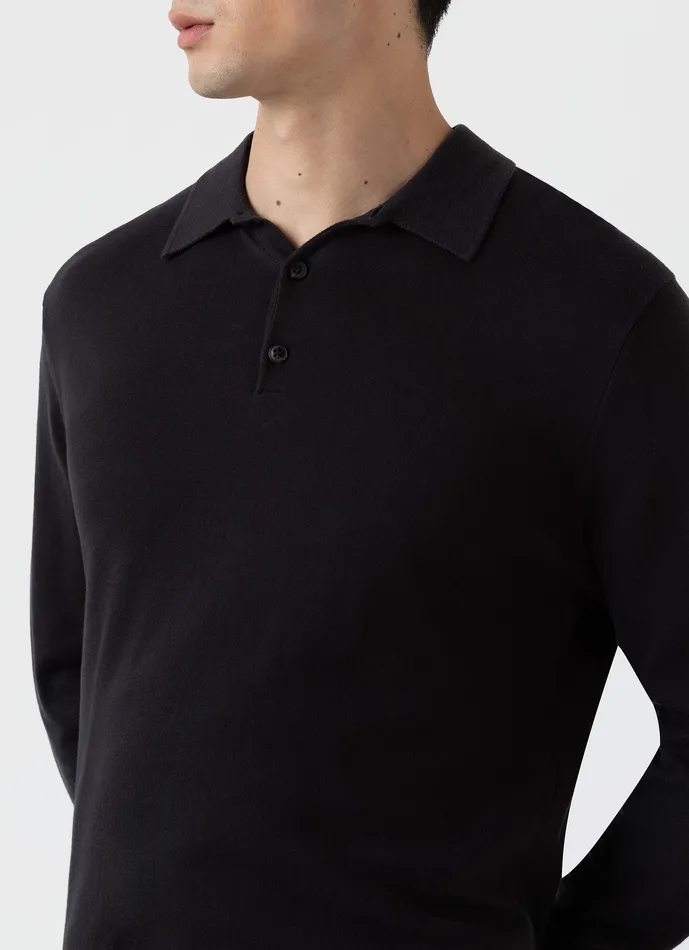 ussunspel Polo Shirts Men Long Sleeve Sea Island Cotton Polo Shirt Black ussunspel Polo Shirts Men Long Sleeve Sea Island Cotton Polo Shirt Black