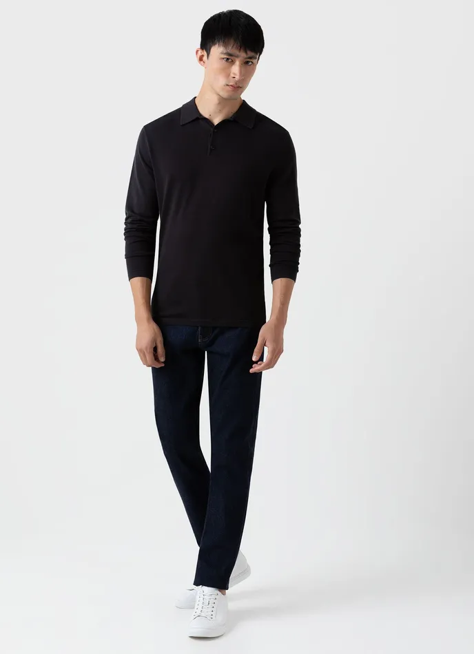 ussunspel Polo Shirts Men Long Sleeve Sea Island Cotton Polo Shirt Black ussunspel Polo Shirts Men Long Sleeve Sea Island Cotton Polo Shirt Black