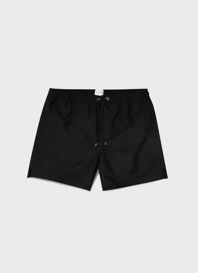 ussunspel Swimwear Men Drawstring Swim Shorts Black
