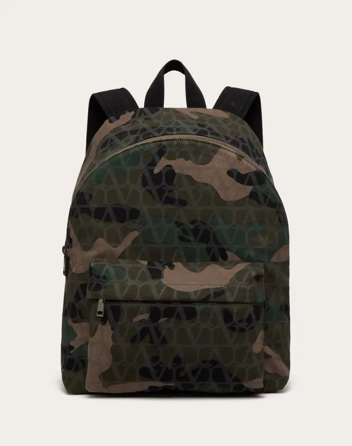Valentino Backpacks Man Valentino Garavani Camoutoile Canvas Backpack For Man In Multicolored Multicolored