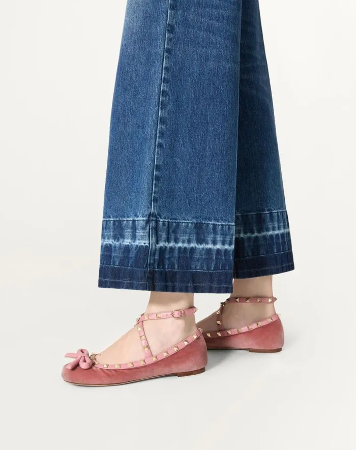 Valentino Ballerinas Woman Rockstud Velvet Ballerina For Woman In Cherry Red Cherry Red Valentino Ballerinas Woman Rockstud Velvet Ballerina For Woman In Cherry Red Cherry Red