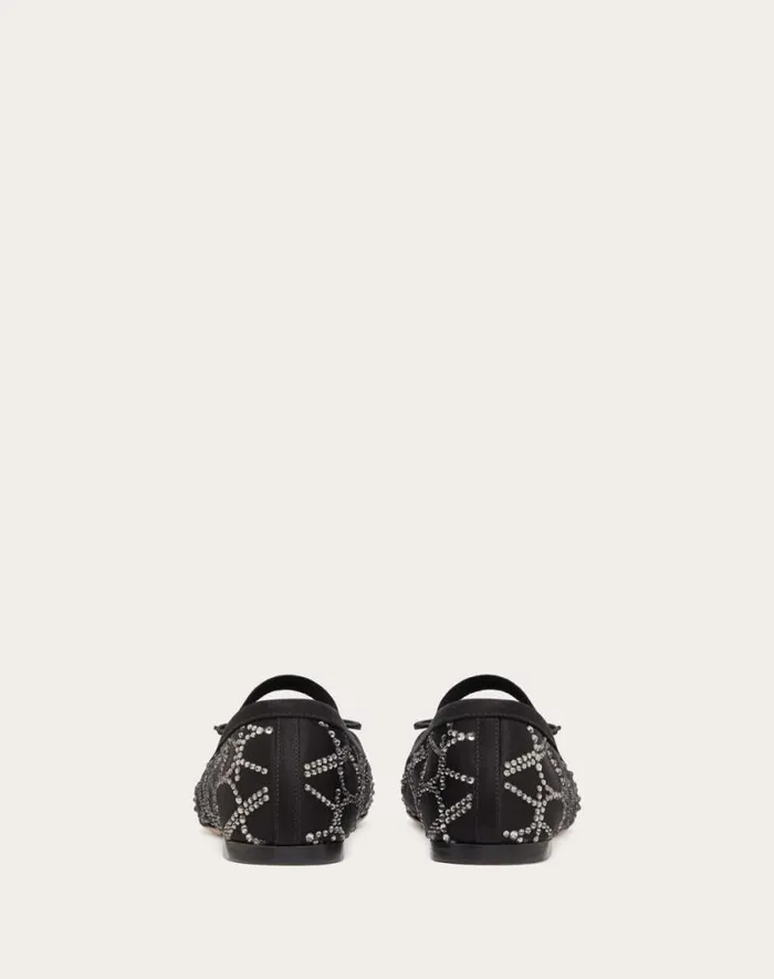 Valentino Ballerinas Woman Toile Iconographe Ballerina With Crystals For Woman In Black Black Valentino Ballerinas Woman Toile Iconographe Ballerina With Crystals For Woman In Black Black