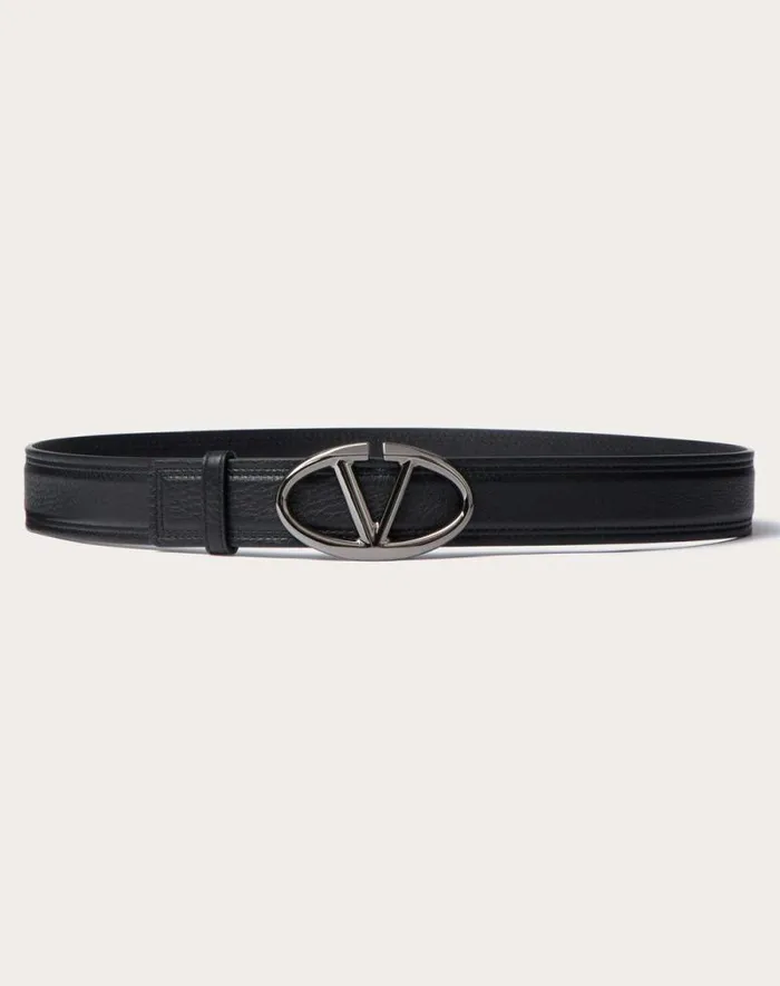 Valentino Belts Man The Bold Edition Vlogo Grainy Calfskin Belt 35 Mm For Man In Black Black Valentino Belts Man The Bold Edition Vlogo Grainy Calfskin Belt 35 Mm For Man In Black Black