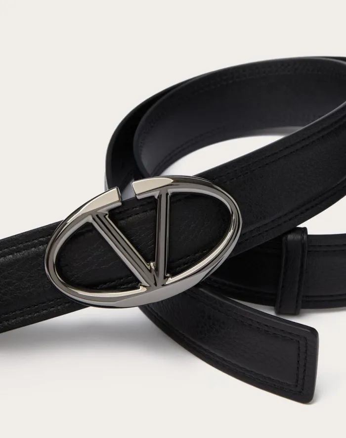 Valentino Belts Man The Bold Edition Vlogo Grainy Calfskin Belt 35 Mm For Man In Black Black Valentino Belts Man The Bold Edition Vlogo Grainy Calfskin Belt 35 Mm For Man In Black Black