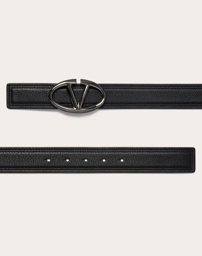 Valentino Belts Man The Bold Edition Vlogo Grainy Calfskin Belt 35 Mm For Man In Black Black Valentino Belts Man The Bold Edition Vlogo Grainy Calfskin Belt 35 Mm For Man In Black Black