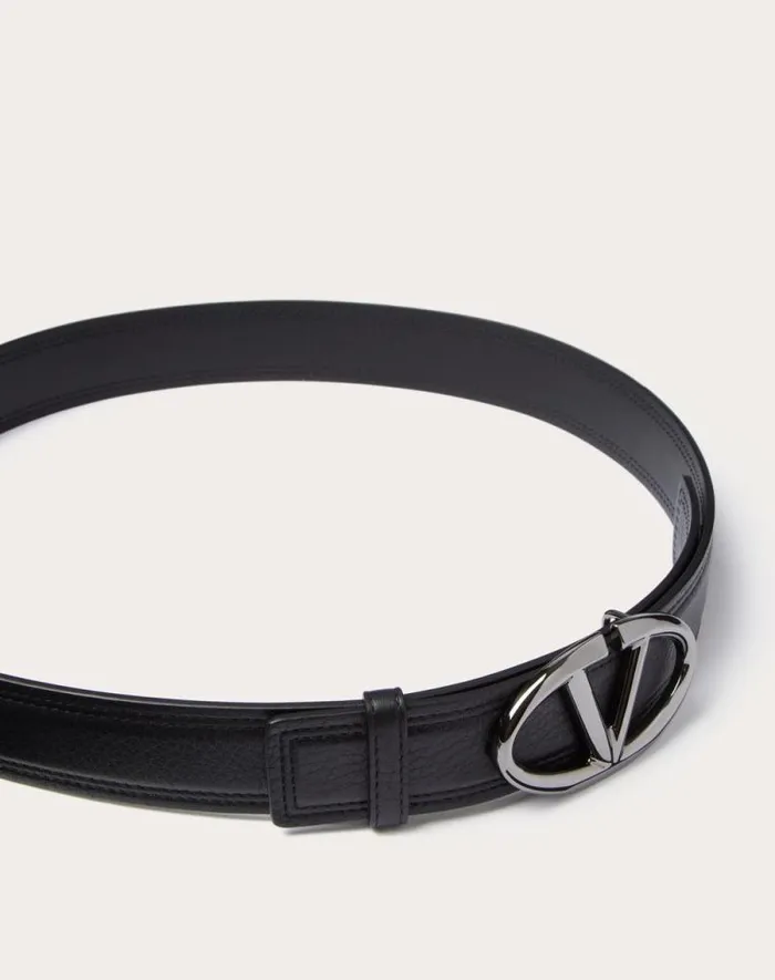 Valentino Belts Man The Bold Edition Vlogo Grainy Calfskin Belt 35 Mm For Man In Black Black Valentino Belts Man The Bold Edition Vlogo Grainy Calfskin Belt 35 Mm For Man In Black Black