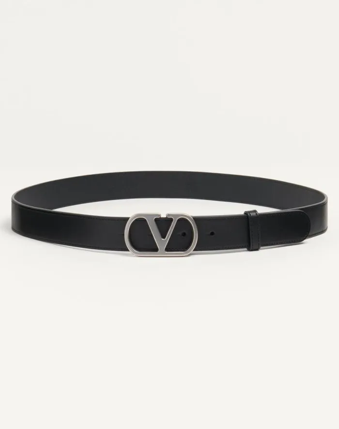 Valentino Belts Man Vlogo Signature Belt In Shiny Calfskin 30 Mm For Man In Black Black Valentino Belts Man Vlogo Signature Belt In Shiny Calfskin 30 Mm For Man In Black Black
