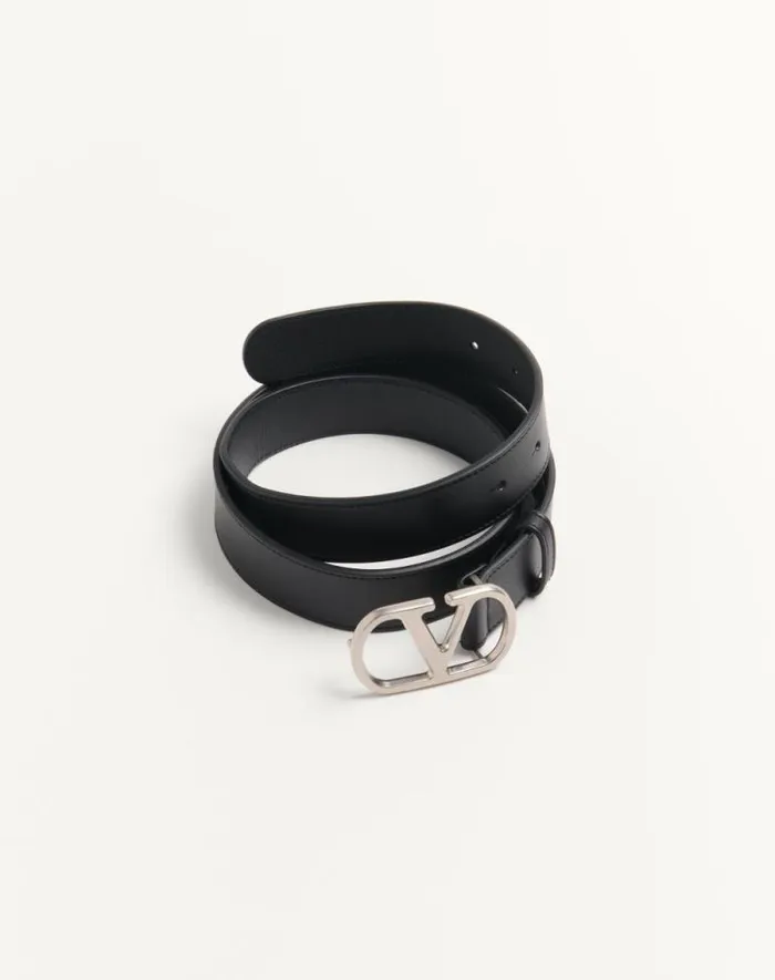 Valentino Belts Man Vlogo Signature Belt In Shiny Calfskin 30 Mm For Man In Black Black Valentino Belts Man Vlogo Signature Belt In Shiny Calfskin 30 Mm For Man In Black Black