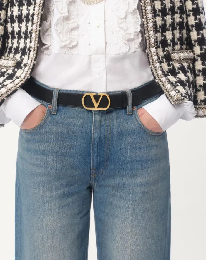 Valentino Belts Woman Vlogo Signature Belt In Shiny Calfskin 30 Mm For Woman In Black Black Valentino Belts Woman Vlogo Signature Belt In Shiny Calfskin 30 Mm For Woman In Black Black