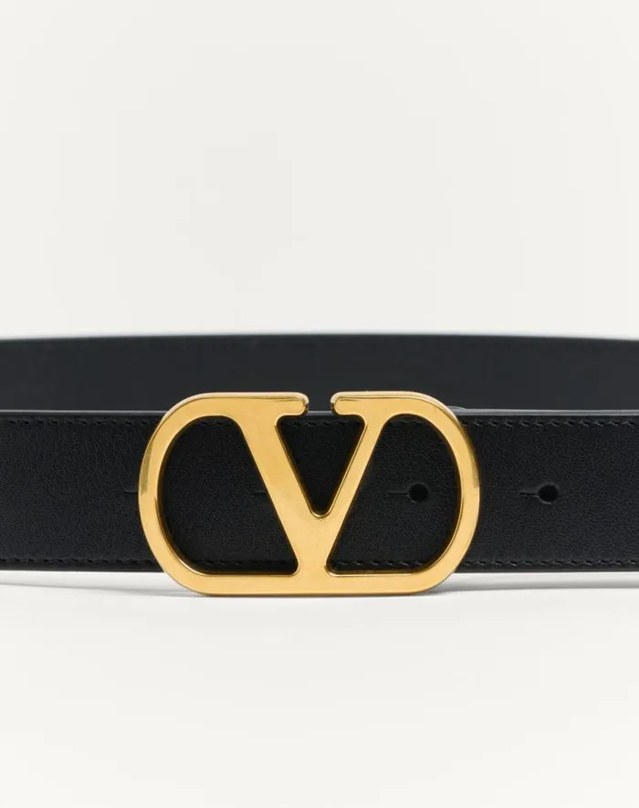 Valentino Belts Woman Vlogo Signature Belt In Shiny Calfskin 30 Mm For Woman In Black Black Valentino Belts Woman Vlogo Signature Belt In Shiny Calfskin 30 Mm For Woman In Black Black