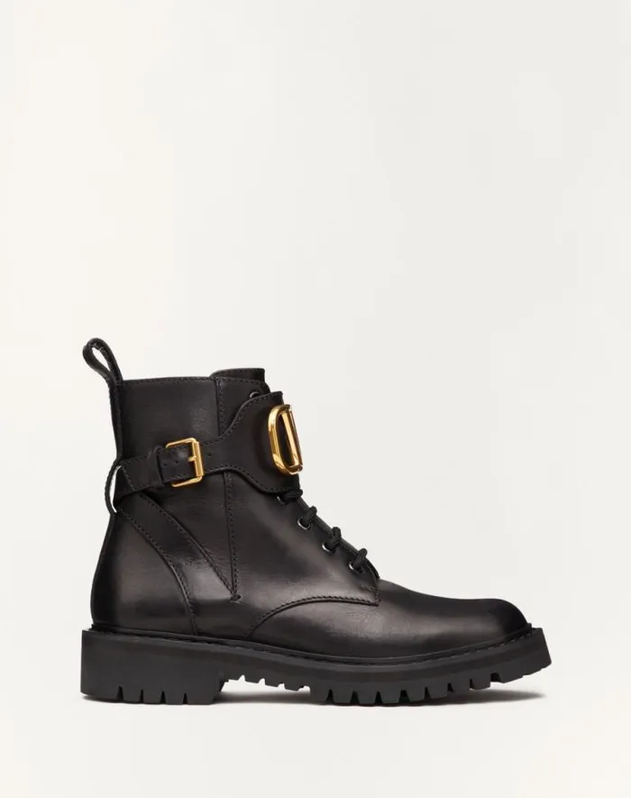 Valentino Boots Woman Vlogo Signature Calfskin Combat Boot 35mm 8 In For Woman In Black Black Valentino Boots Woman Vlogo Signature Calfskin Combat Boot 35mm 8 In For Woman In Black Black