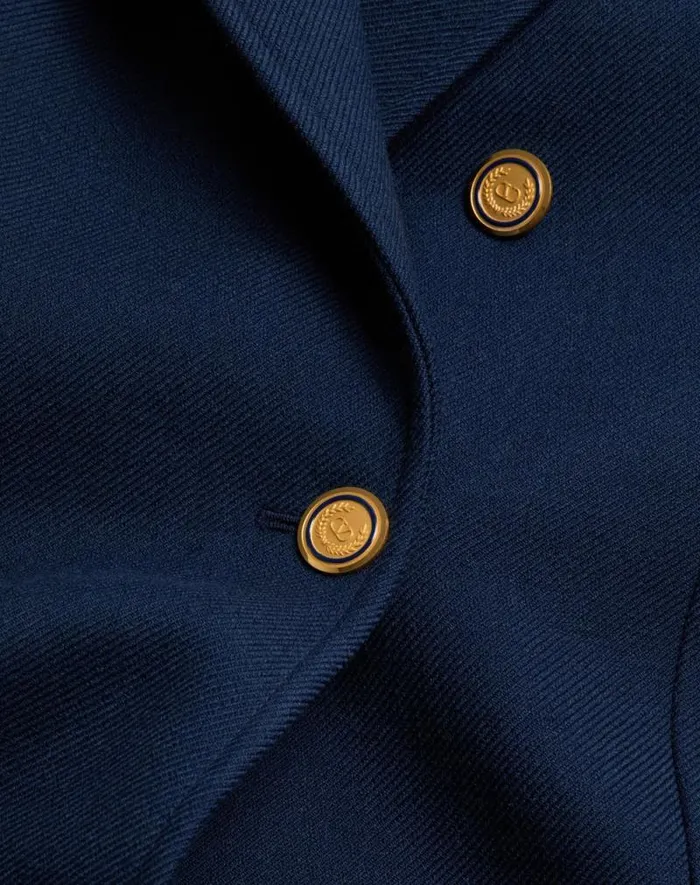 Valentino Coats And Blazers Man Doublebreasted Double Wool Jacket For Man In Indigo Indigo