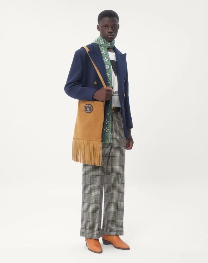 Valentino Coats And Blazers Man Doublebreasted Double Wool Jacket For Man In Indigo Indigo