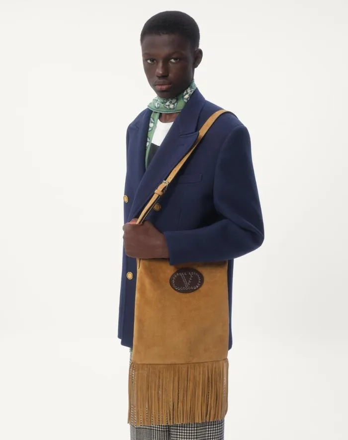 Valentino Coats And Blazers Man Doublebreasted Double Wool Jacket For Man In Indigo Indigo