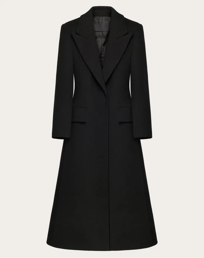 Valentino Coats And Outerwear Woman Coat In Compact Coat For Woman In Black Black