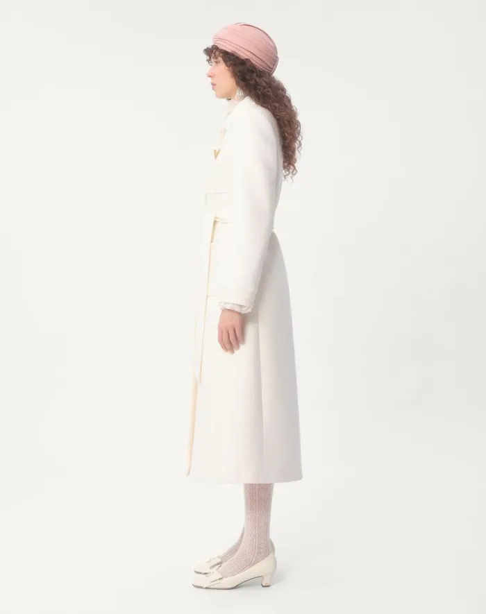 Valentino Coats And Outerwear Woman Drill Double Coat For Woman In Ivory Ivory Valentino Coats And Outerwear Woman Drill Double Coat For Woman In Ivory Ivory