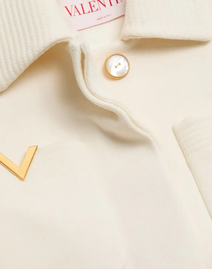 Valentino Coats And Outerwear Woman Drill Double Coat For Woman In Ivory Ivory Valentino Coats And Outerwear Woman Drill Double Coat For Woman In Ivory Ivory