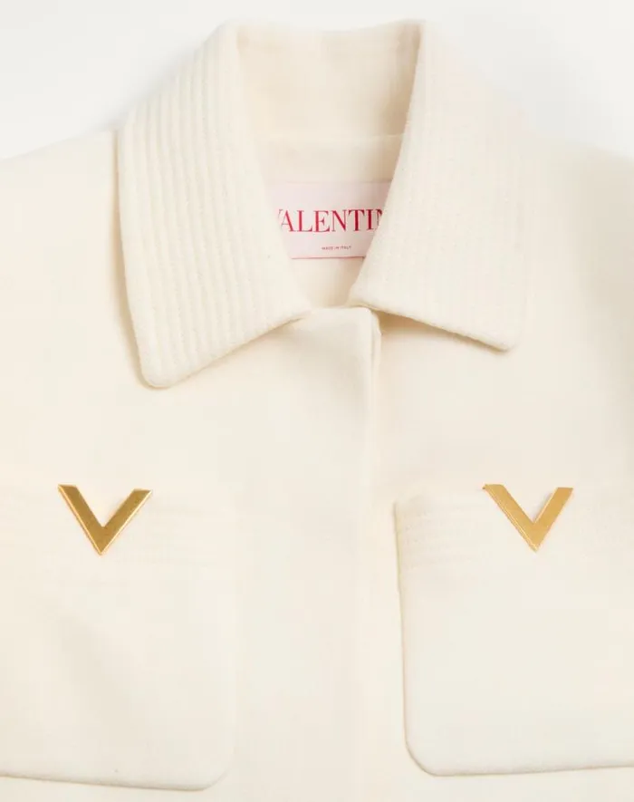 Valentino Coats And Outerwear Woman Drill Double Coat For Woman In Ivory Ivory Valentino Coats And Outerwear Woman Drill Double Coat For Woman In Ivory Ivory