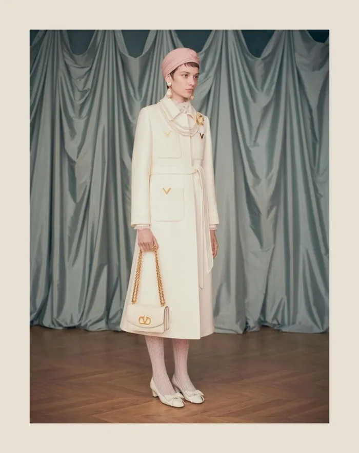 Valentino Coats And Outerwear Woman Drill Double Coat For Woman In Ivory Ivory Valentino Coats And Outerwear Woman Drill Double Coat For Woman In Ivory Ivory