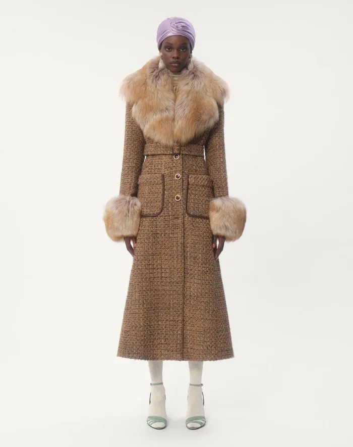Valentino Coats And Outerwear Woman Fantasy Tweed Coat For Woman In Brownmulticolor Brownmulticolor Valentino Coats And Outerwear Woman Fantasy Tweed Coat For Woman In Brownmulticolor Brownmulticolor