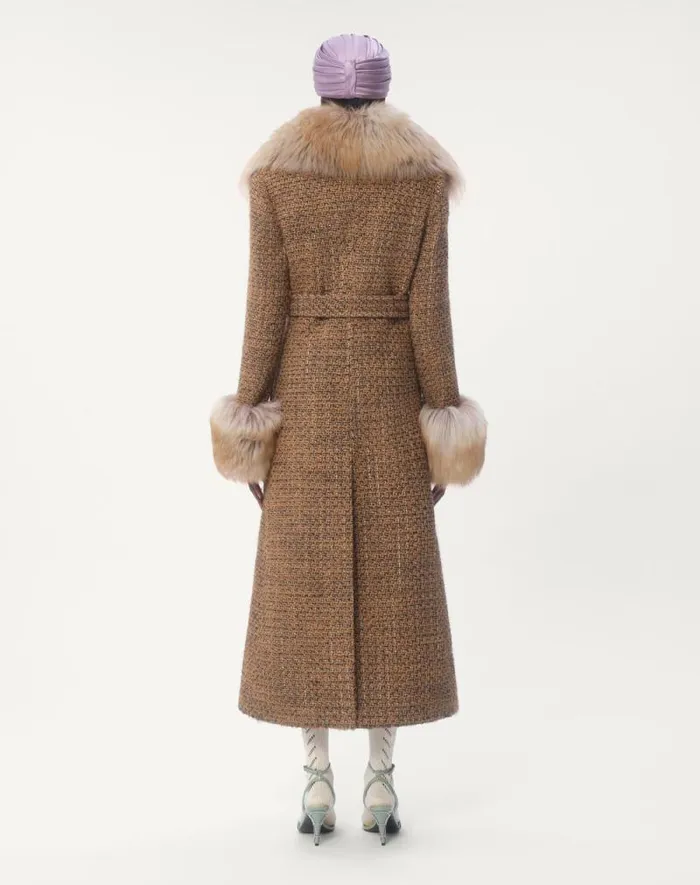 Valentino Coats And Outerwear Woman Fantasy Tweed Coat For Woman In Brownmulticolor Brownmulticolor Valentino Coats And Outerwear Woman Fantasy Tweed Coat For Woman In Brownmulticolor Brownmulticolor