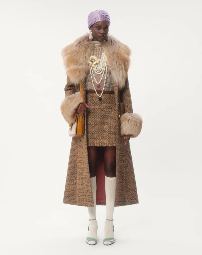 Valentino Coats And Outerwear Woman Fantasy Tweed Coat For Woman In Brownmulticolor Brownmulticolor Valentino Coats And Outerwear Woman Fantasy Tweed Coat For Woman In Brownmulticolor Brownmulticolor
