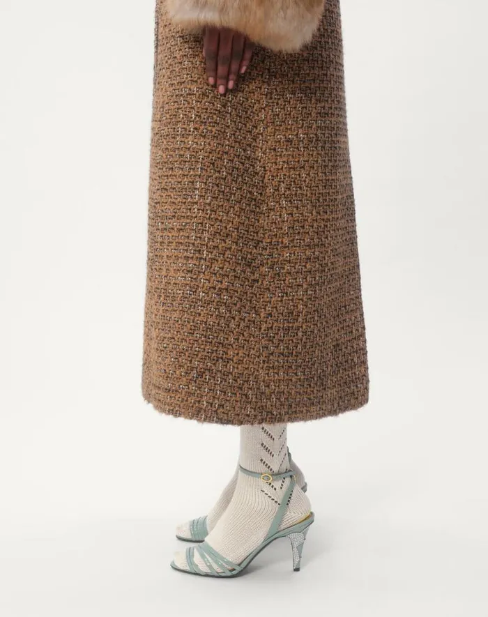 Valentino Coats And Outerwear Woman Fantasy Tweed Coat For Woman In Brownmulticolor Brownmulticolor Valentino Coats And Outerwear Woman Fantasy Tweed Coat For Woman In Brownmulticolor Brownmulticolor